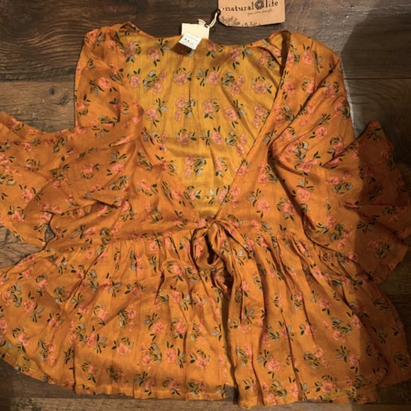 NATURAL LIFE Tops - Dusty orange color blouses with tie in front